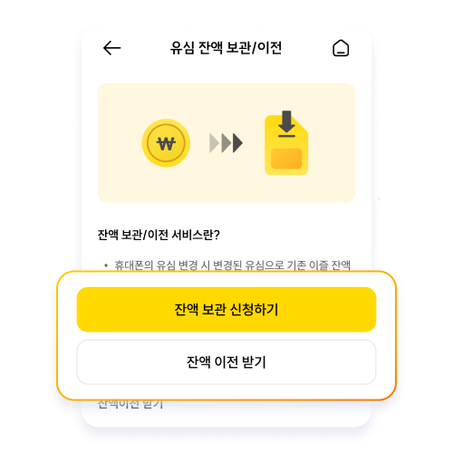 잔액 이전 화면
